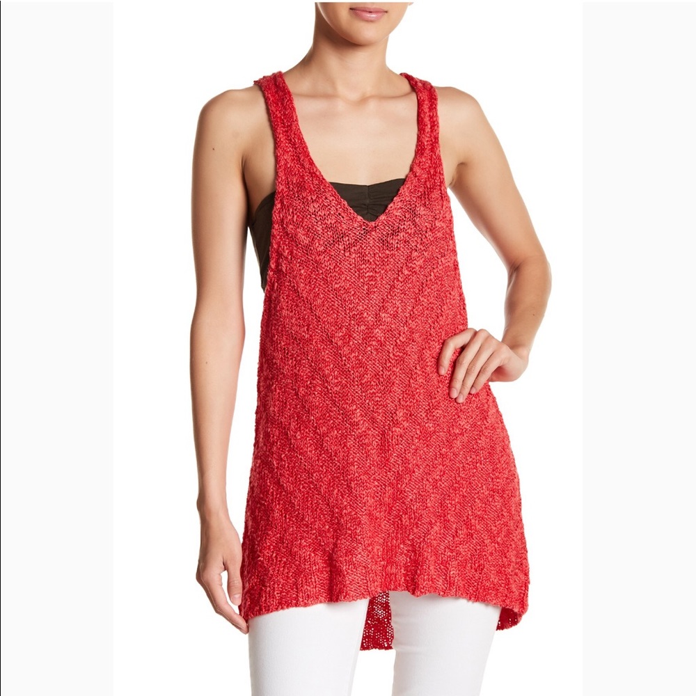 Free People Chevron Pattern VNeck Tank Top Sweater